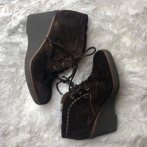 Brown Naturalizer Closed-toe Bootie Wedges